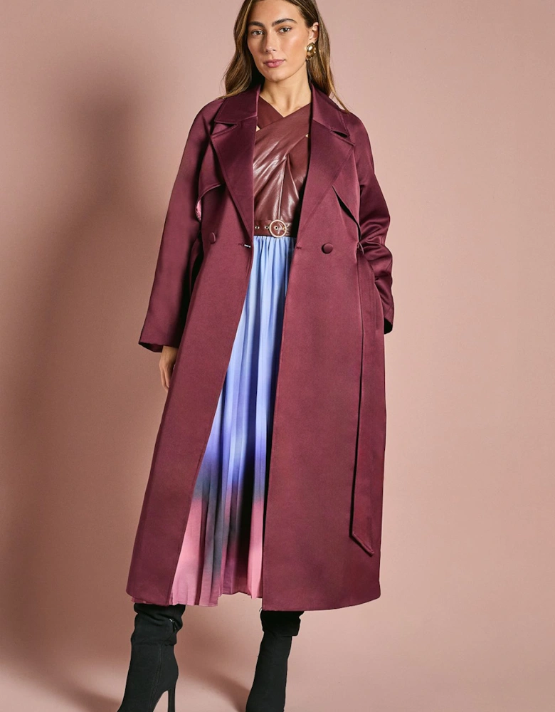 Satin Occasion Belted Trench Coat