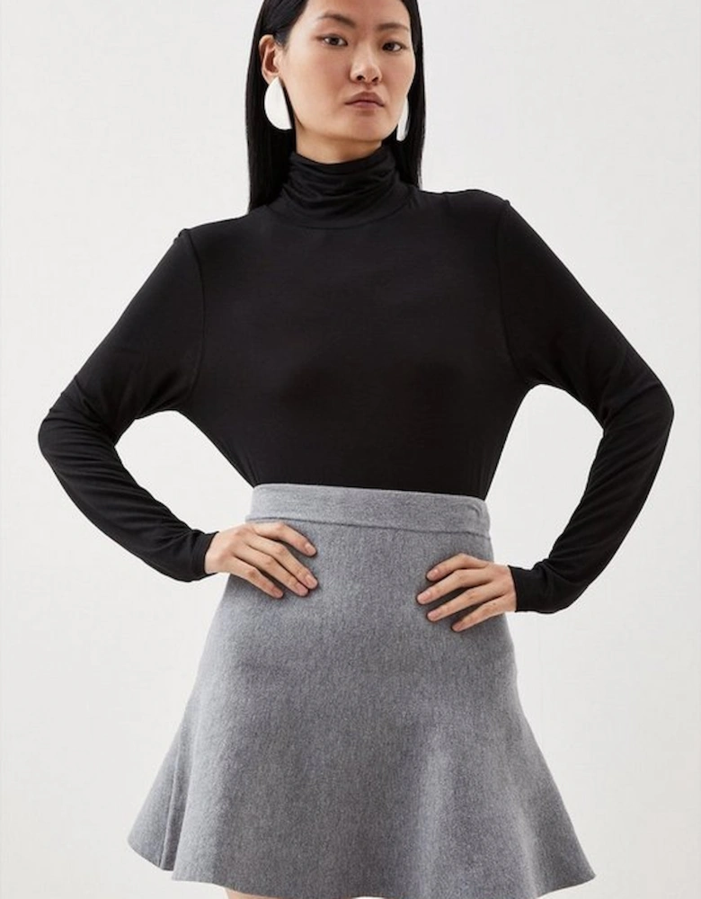 Tall Compact Wool Look Knit Flippy Mini Skirt