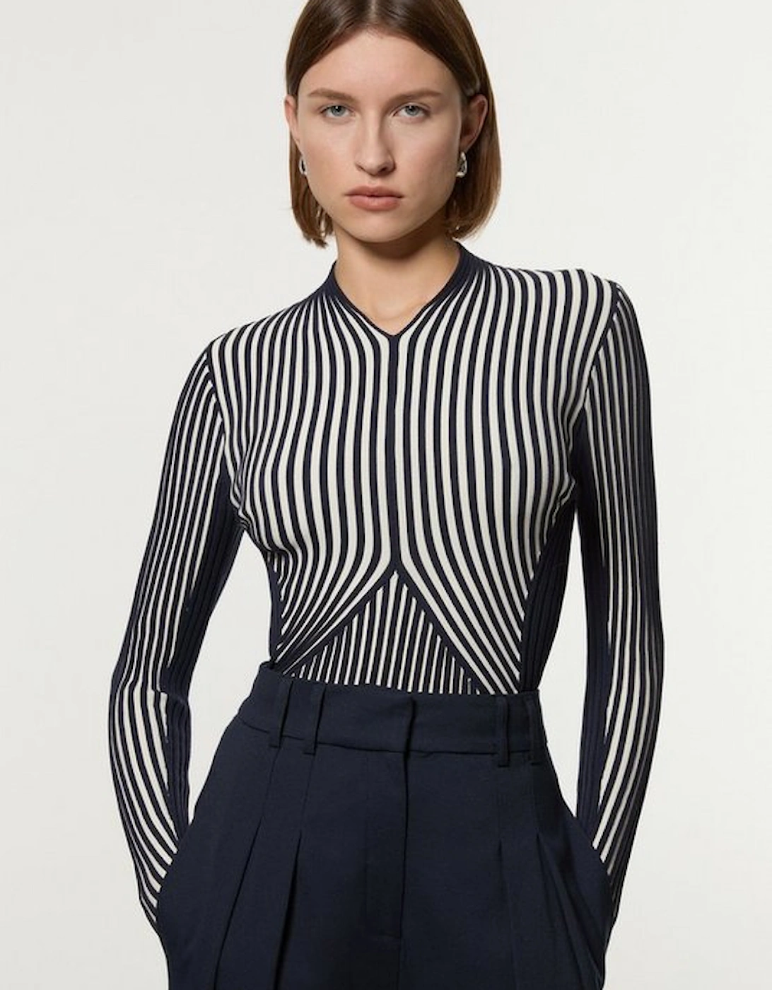 Petite Stripe Fitted Long Sleeve Knitted Top, 2 of 1