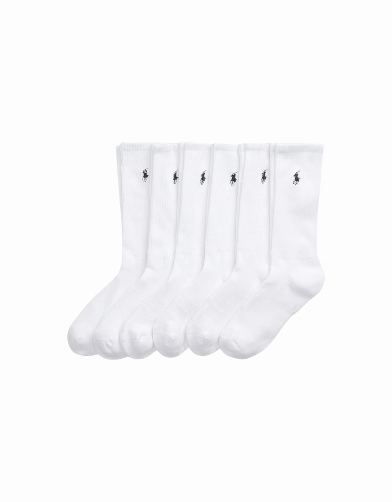 Ralph Lauren Cotton-Blend Crew Sock 6-Pack - White