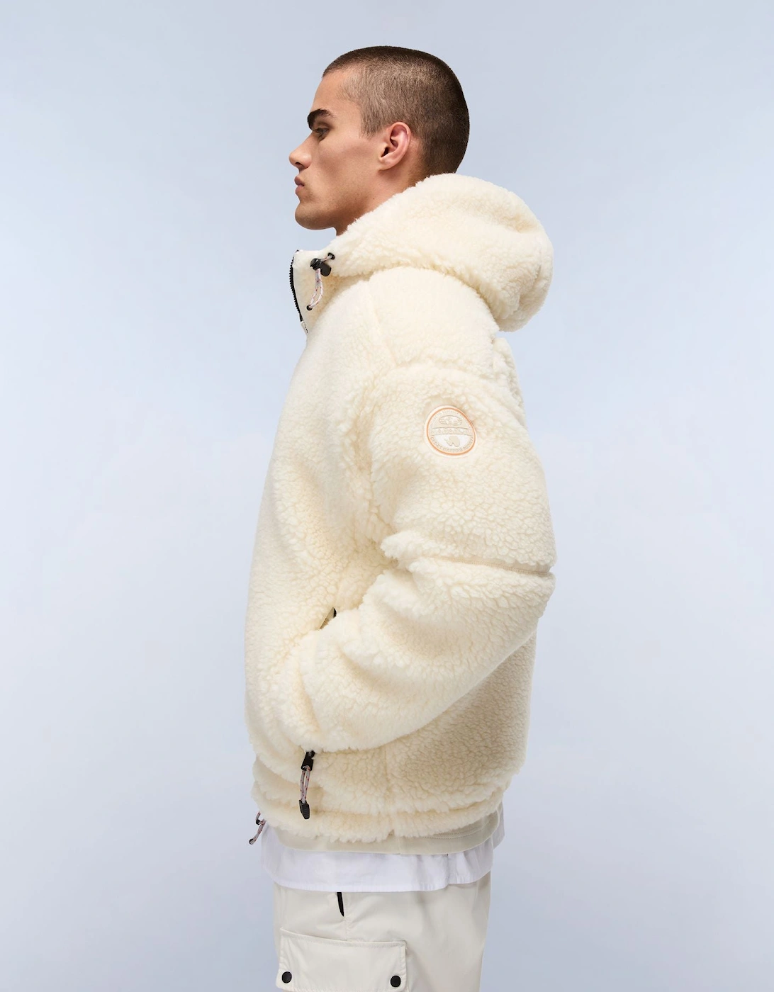 Tires Full-Zip Fleece Hoodie – Beige