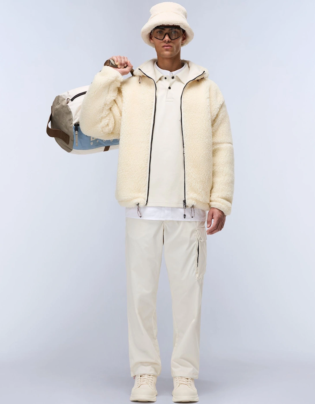 Tires Full-Zip Fleece Hoodie – Beige