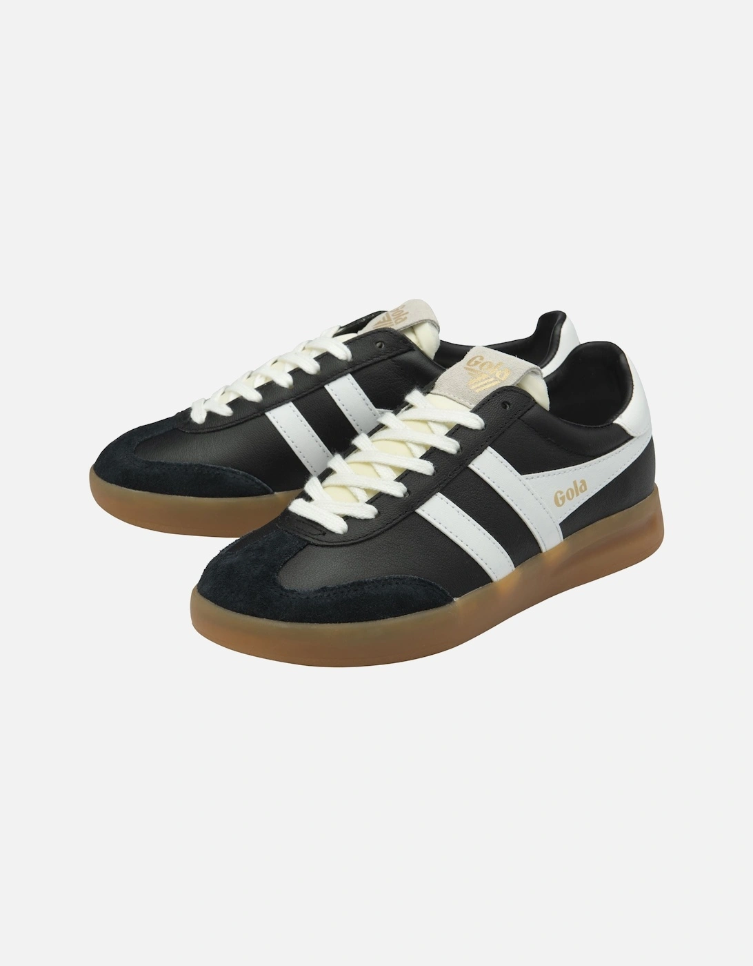 Cyclone Leather Women's Black/White/Gum Trainers