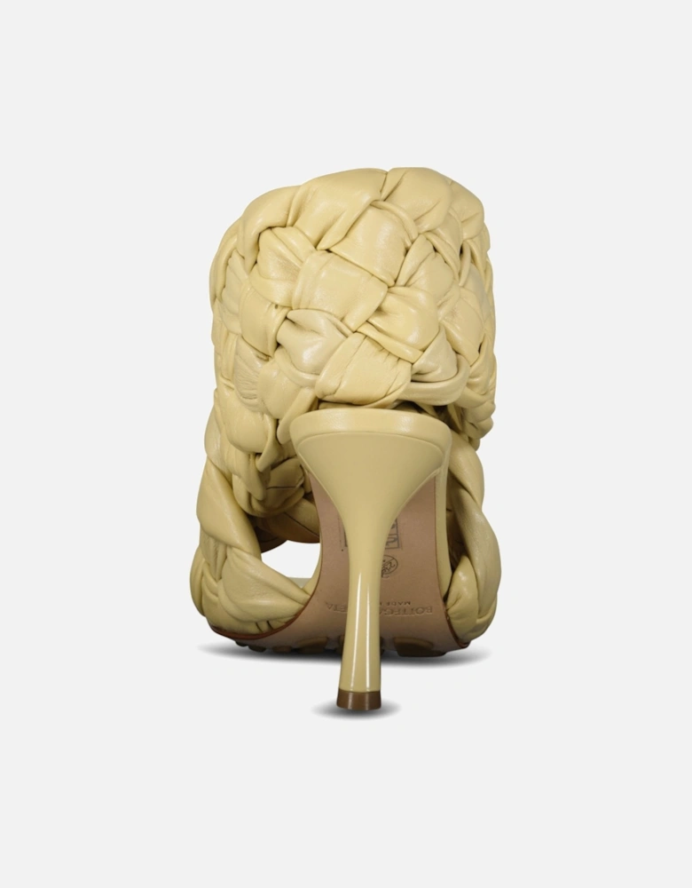 Woven Leather Mules in Beige