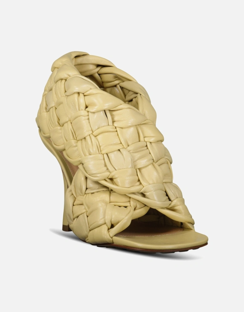 Woven Leather Mules in Beige