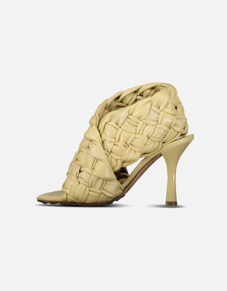 Woven Leather Mules in Beige