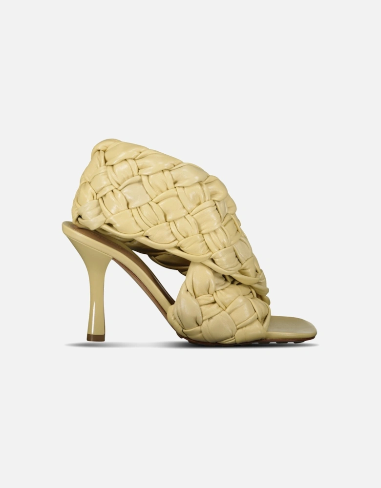 Woven Leather Mules in Beige