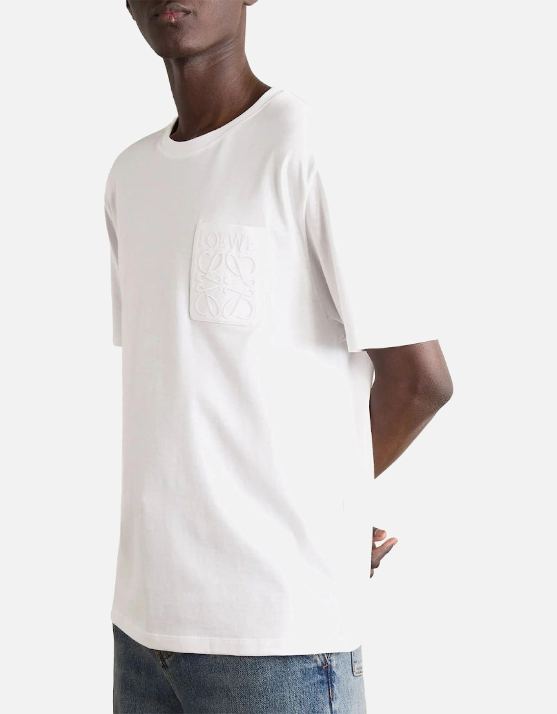Tonal Logo Relaxed Fit White Pocket T-Shirt
