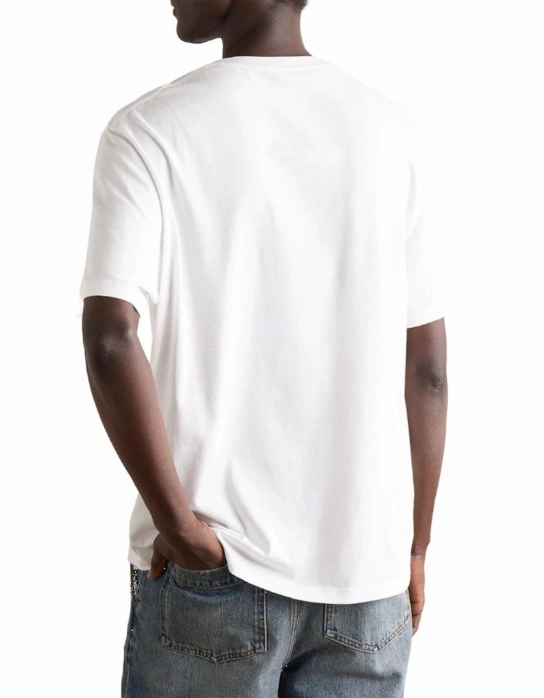 Tonal Logo Relaxed Fit White Pocket T-Shirt