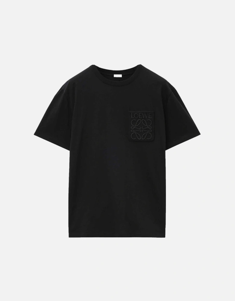 Tonal Logo Relaxed Fit Black Pocket T-Shirt