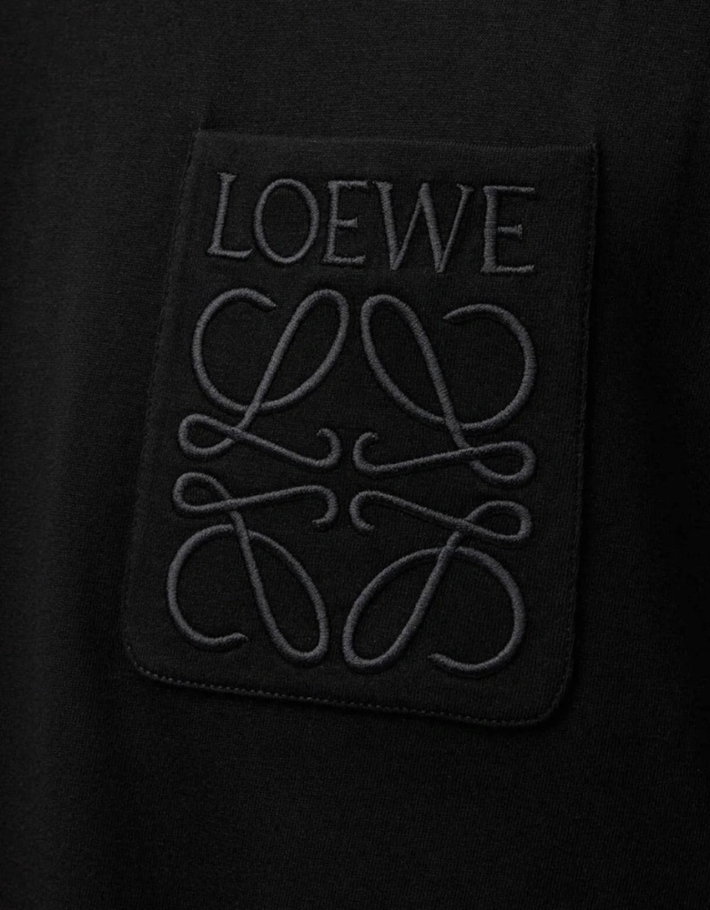 Tonal Logo Relaxed Fit Black Pocket T-Shirt