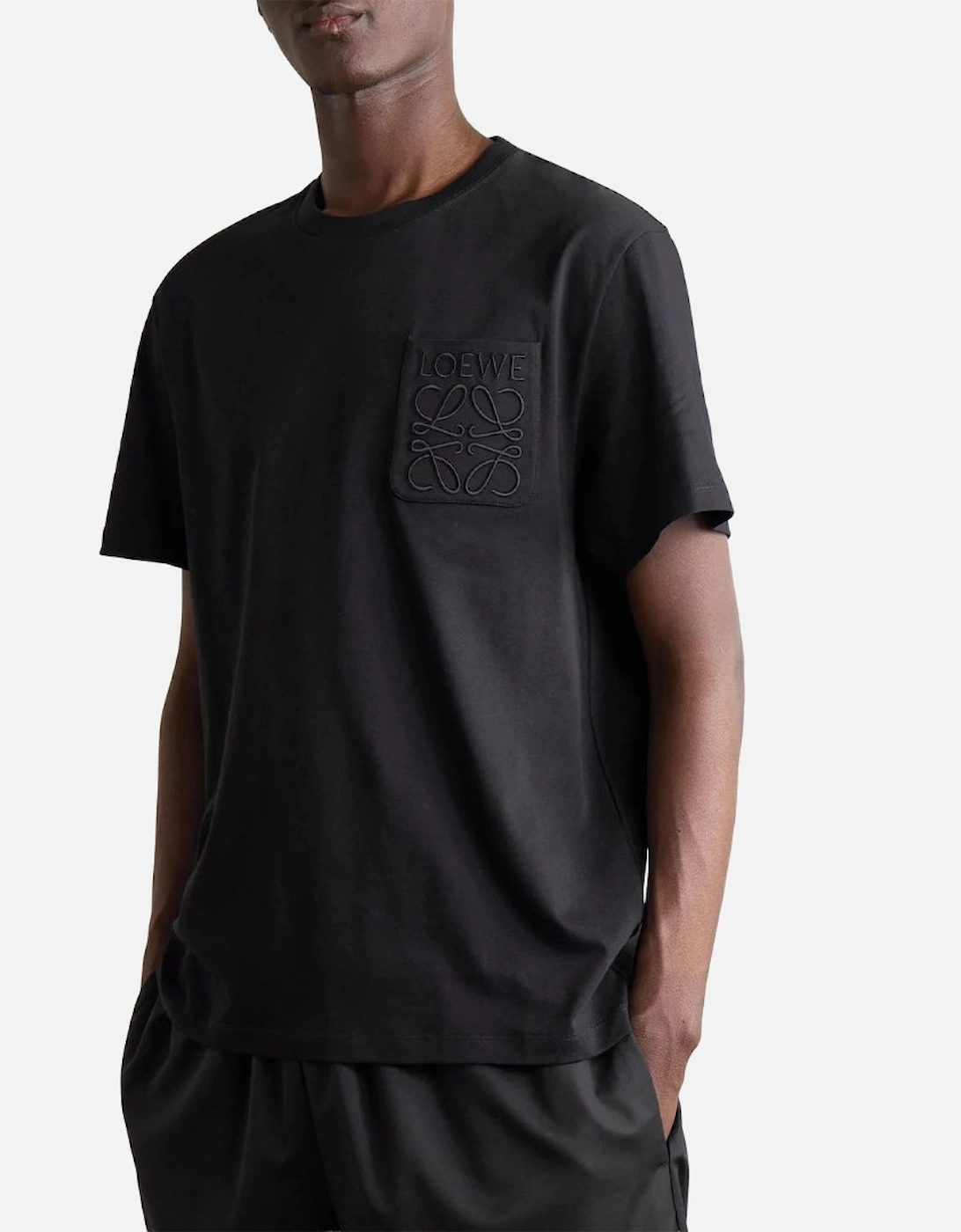 Tonal Logo Relaxed Fit Black Pocket T-Shirt
