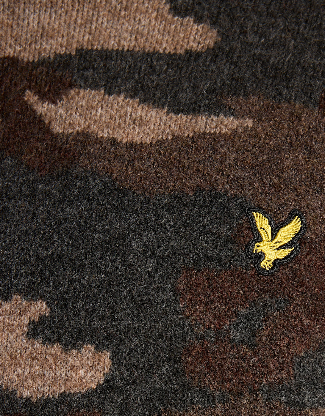Lyle & Scott Brushed Camouflage Crew Neck Jumper - X077 Black Steel
