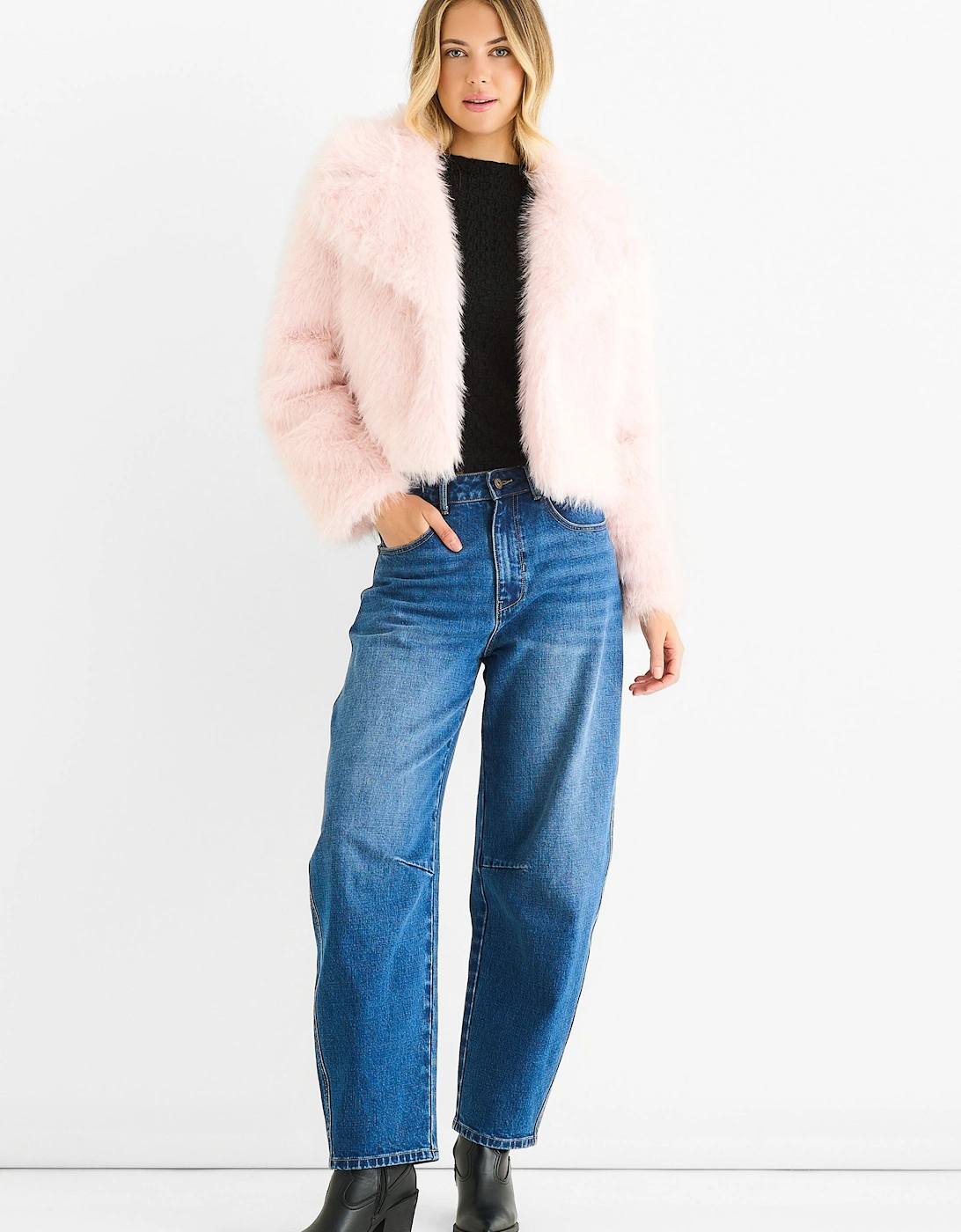 Pink Faux fur lapel Short jacket, 5 of 4