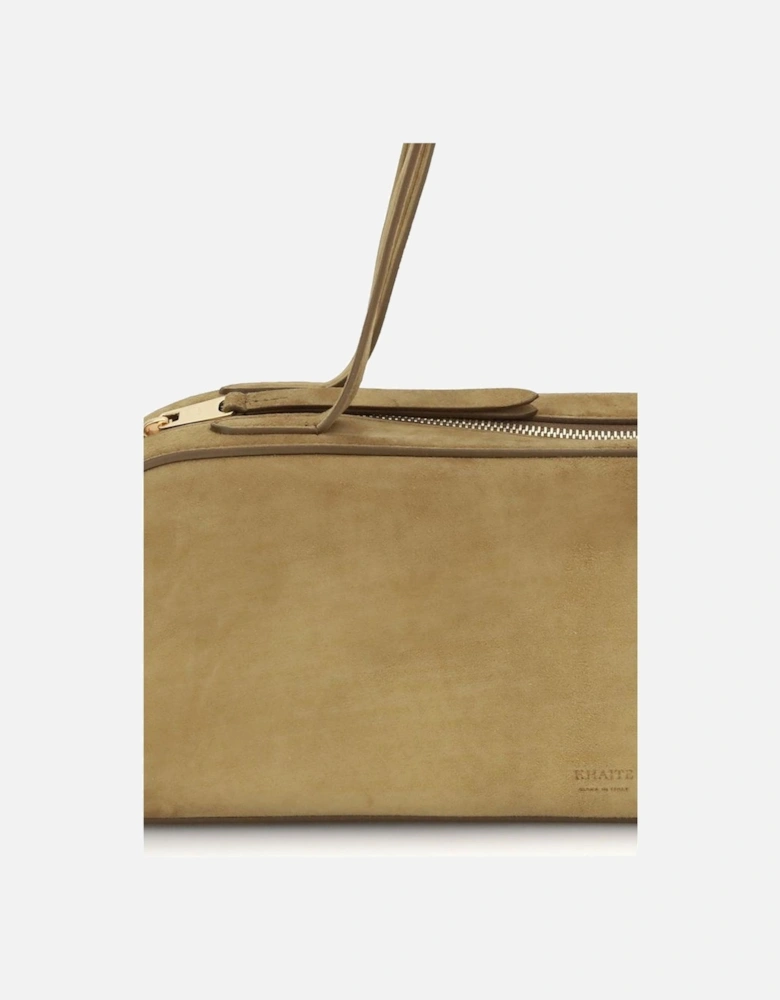 Leather Ankle-Strap Block Heel Sandals Women - Beige Shoulder Bags