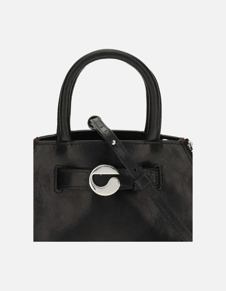 Leather Buckle Strap Ankle Boots Women - Black Shoulder Bags