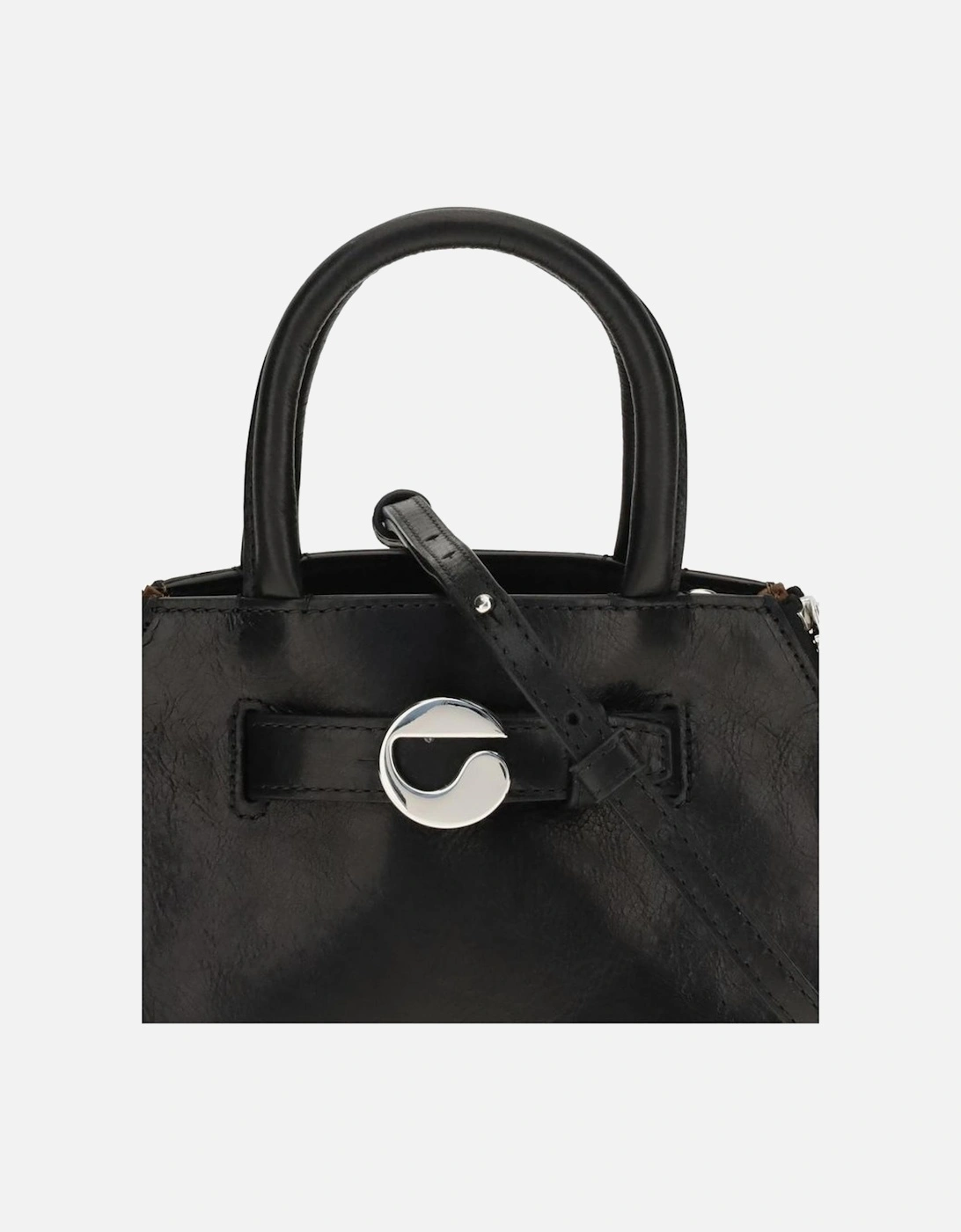 Leather Buckle Strap Ankle Boots Women - Black Shoulder Bags