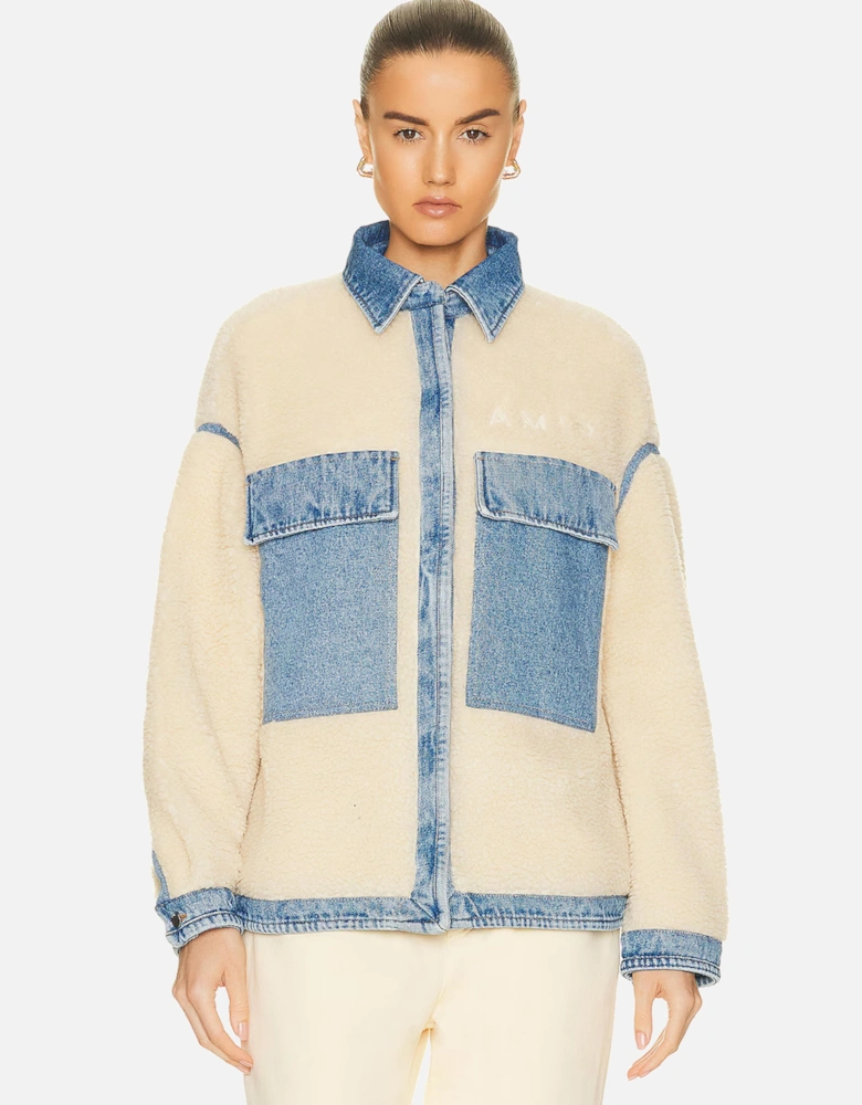 WOMENS WORKWEAR SHERPA JACKET ALABASTER / VINTAGE INDIGO