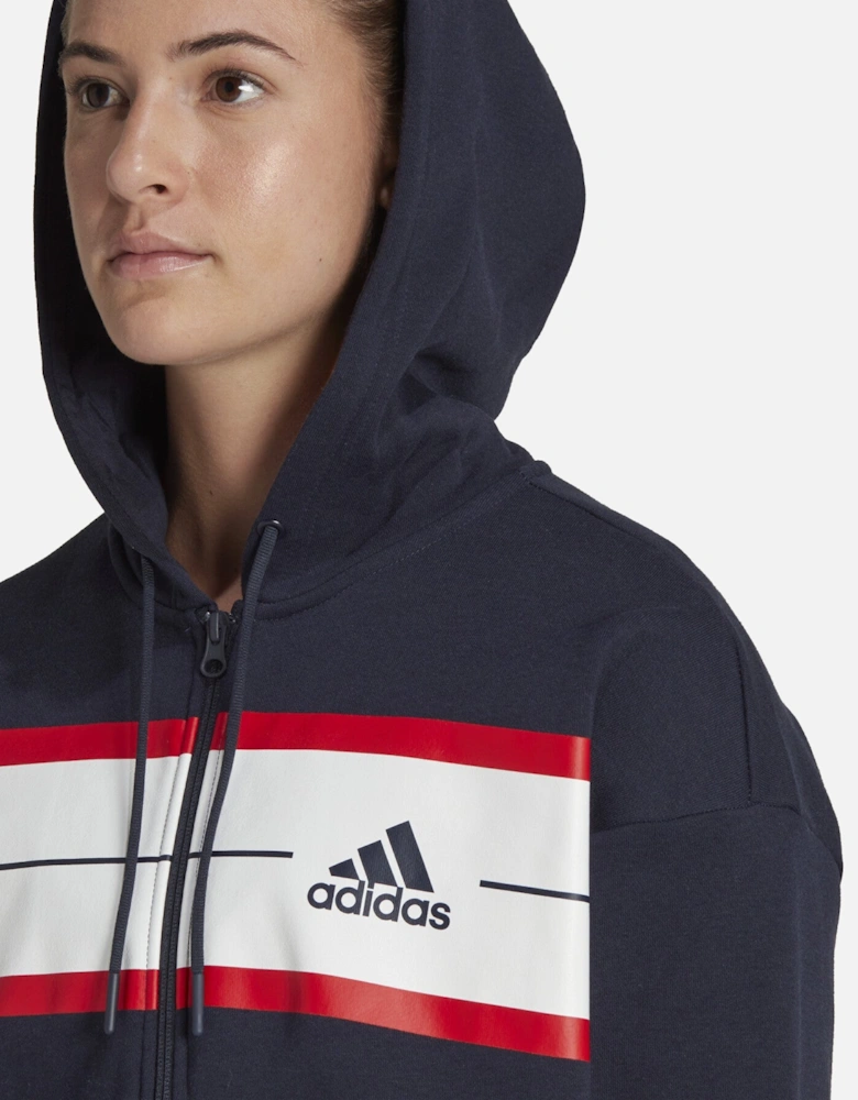 Pinstripe Navy Full Zip Ladies Hoodie