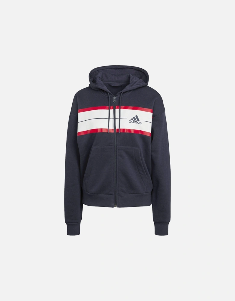 Pinstripe Navy Full Zip Ladies Hoodie