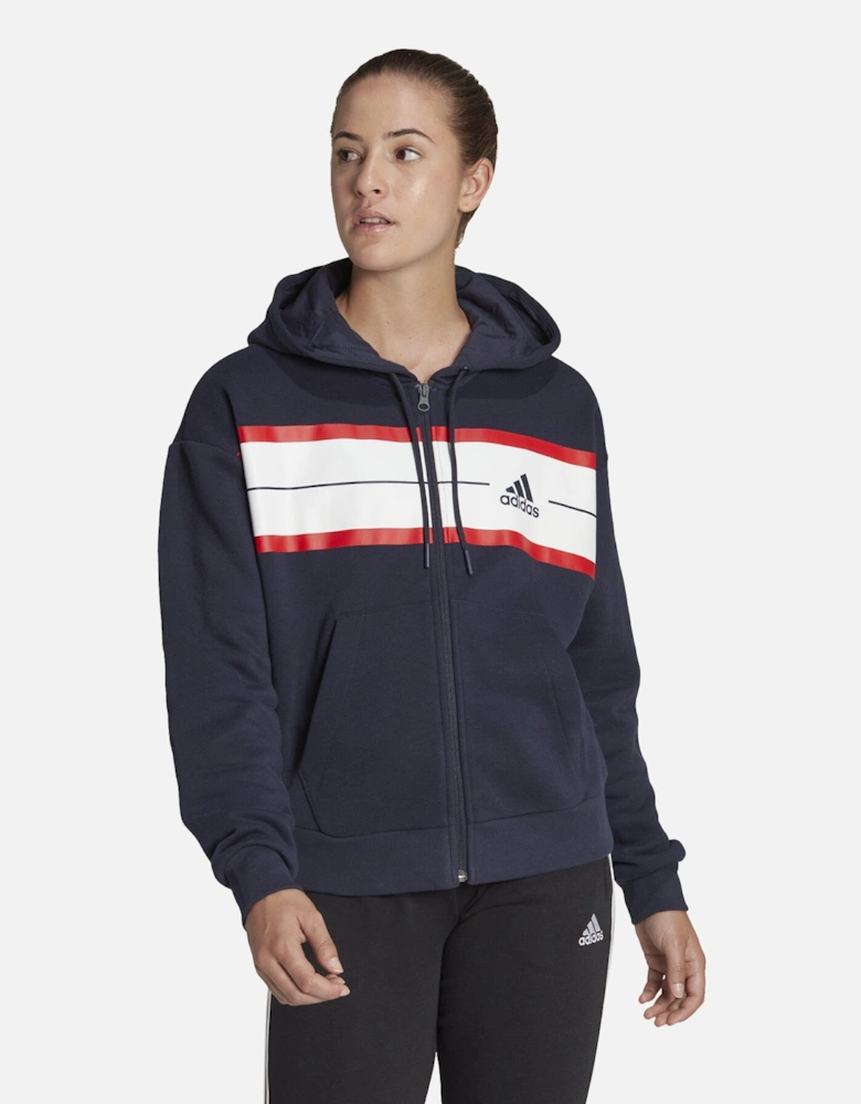 Pinstripe Navy Full Zip Ladies Hoodie