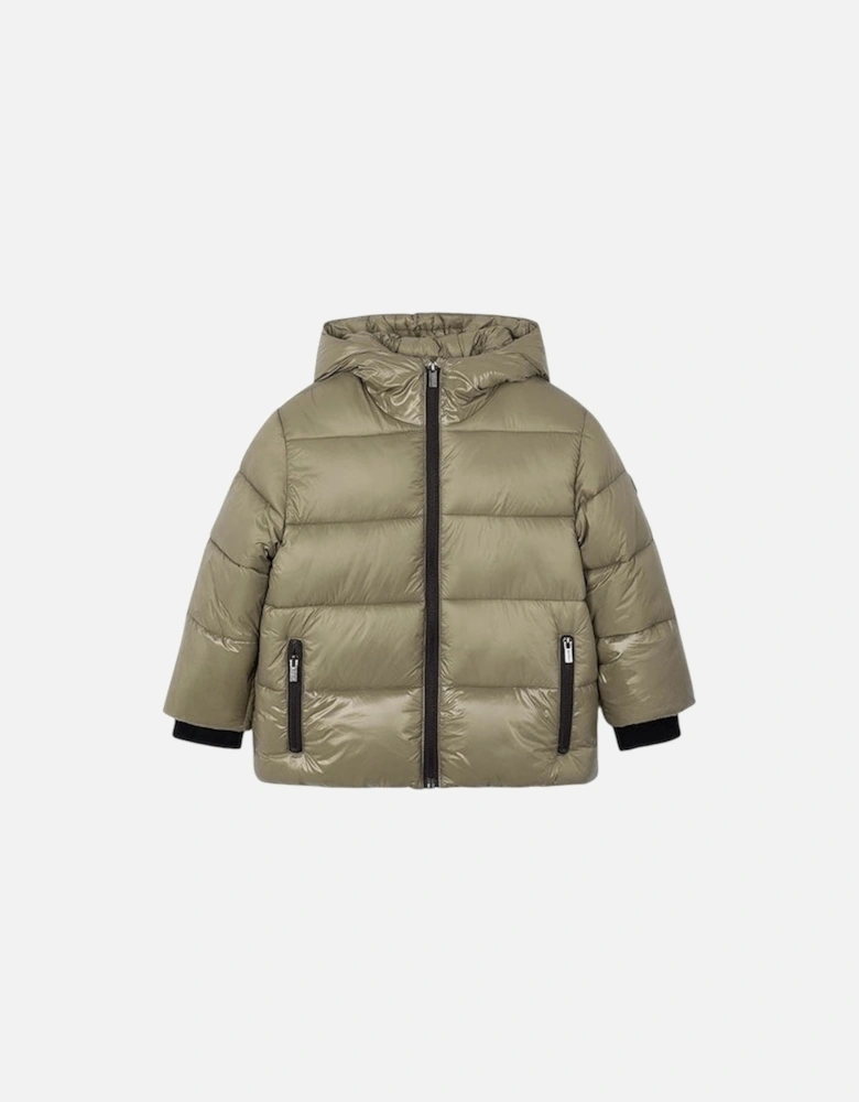 Boys Taupe Glossy Puffer Coat