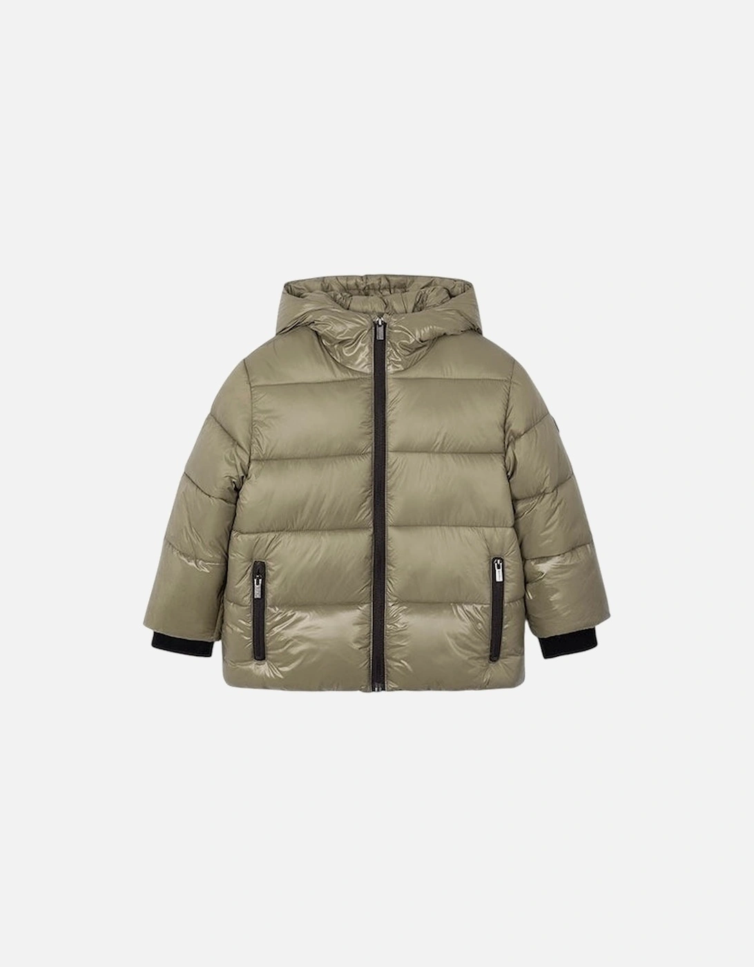 Boys Taupe Glossy Puffer Coat, 5 of 4