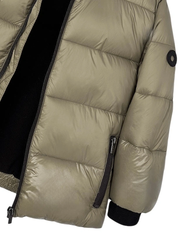 Boys Taupe Glossy Puffer Coat