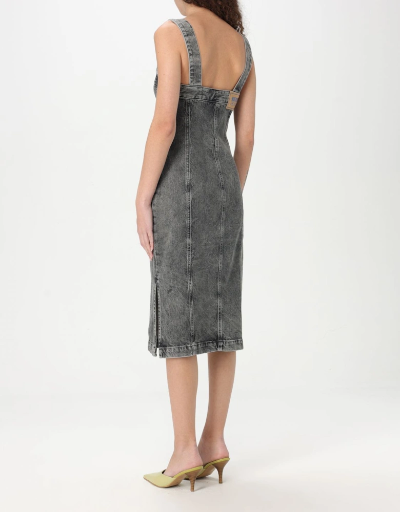 ButtonFront Denim Midi Dress