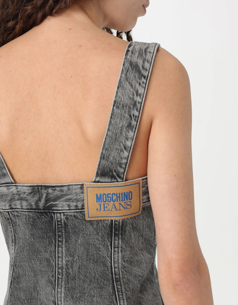 ButtonFront Denim Midi Dress