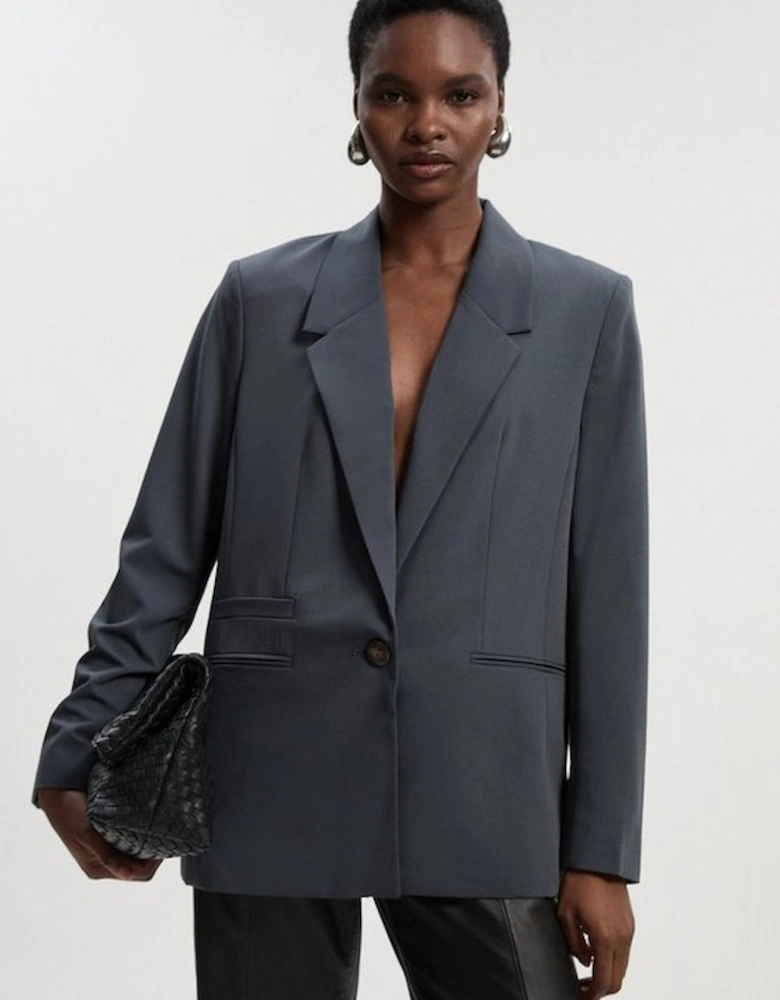 Tailored Twill Essential Single Breasted Oversized Blazer