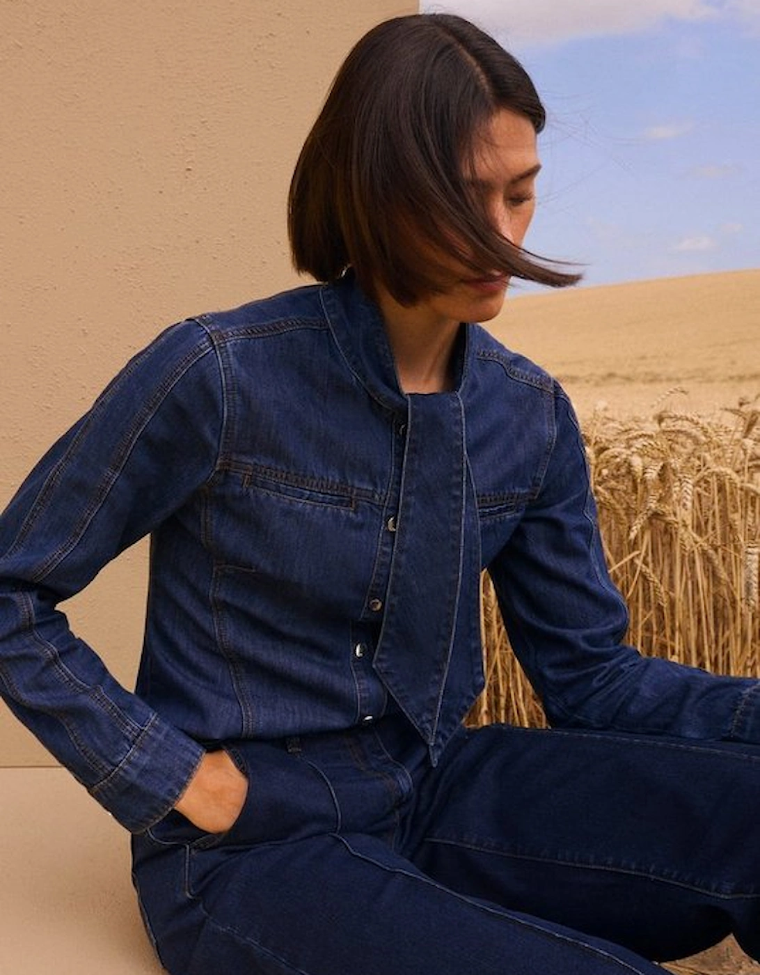 Denim Pussy Bow Blouse, 5 of 4