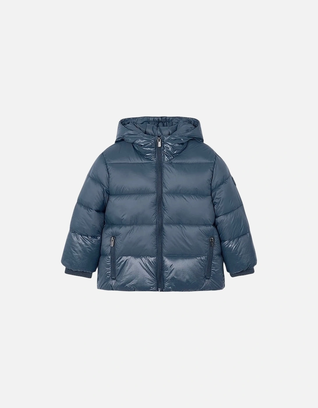Boys Blue Glossy Puffer Coat, 5 of 4