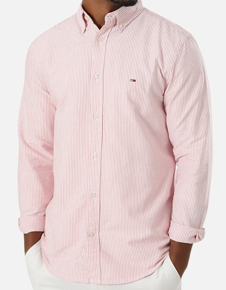 Mens Oxford Shirts 0668 Slim Fit Long Sleeve Stripe Cotton Formal