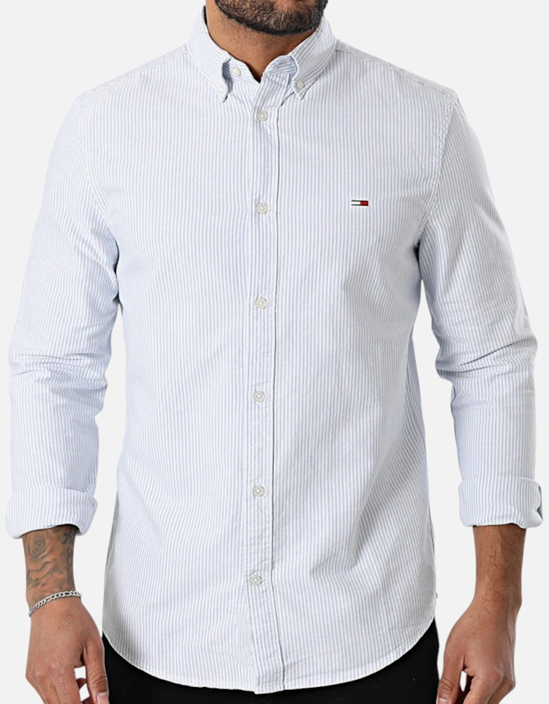 Mens Oxford Shirts 0668 Slim Fit Long Sleeve Stripe Cotton Formal