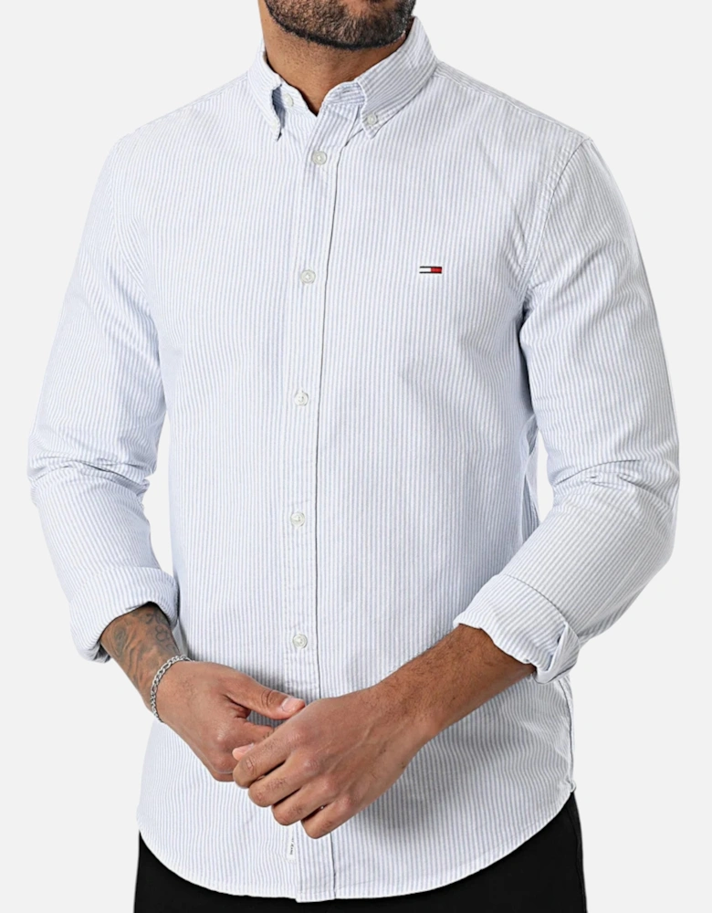 Mens Oxford Shirts 0668 Slim Fit Long Sleeve Stripe Cotton Formal