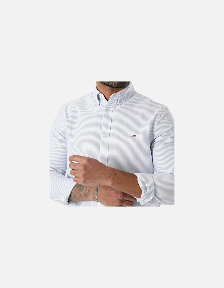 Mens Oxford Shirts 0668 Slim Fit Long Sleeve Stripe Cotton Formal