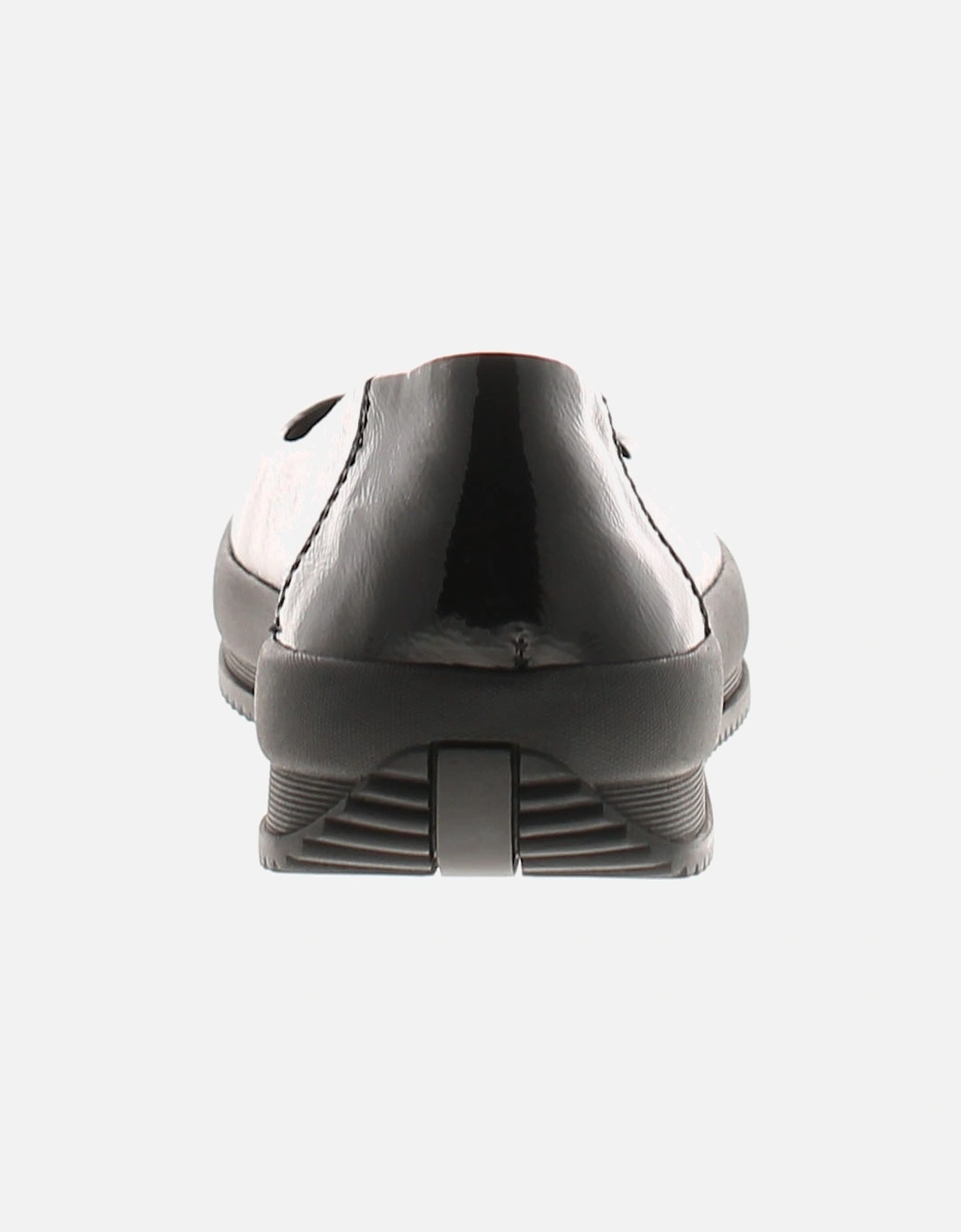 Womens Flat Shoes Pasas Crinkle Leather Slip On black patent UK Size