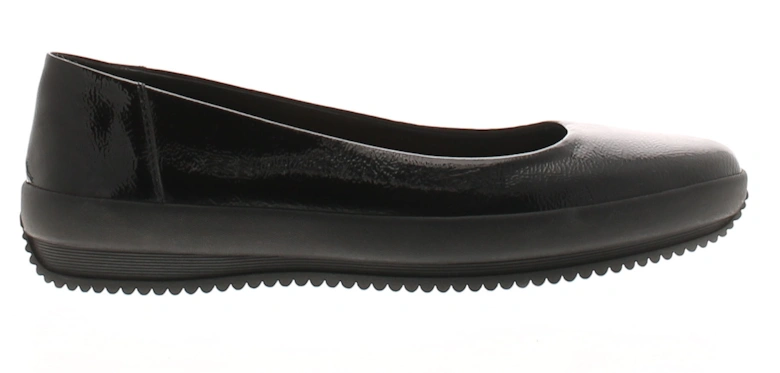 Womens Flat Shoes Pasas Crinkle Leather Slip On black patent UK Size