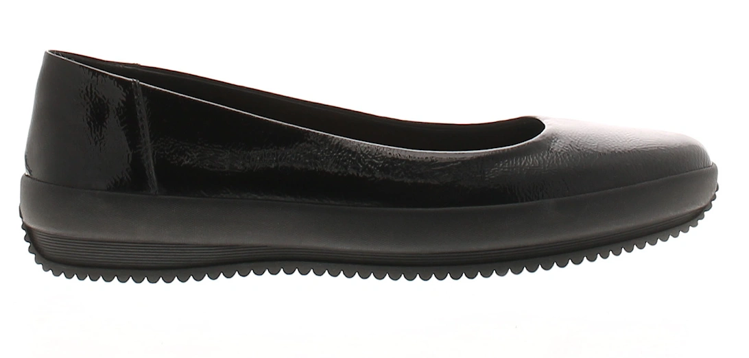 Womens Flat Shoes Pasas Crinkle Leather Slip On black patent UK Size