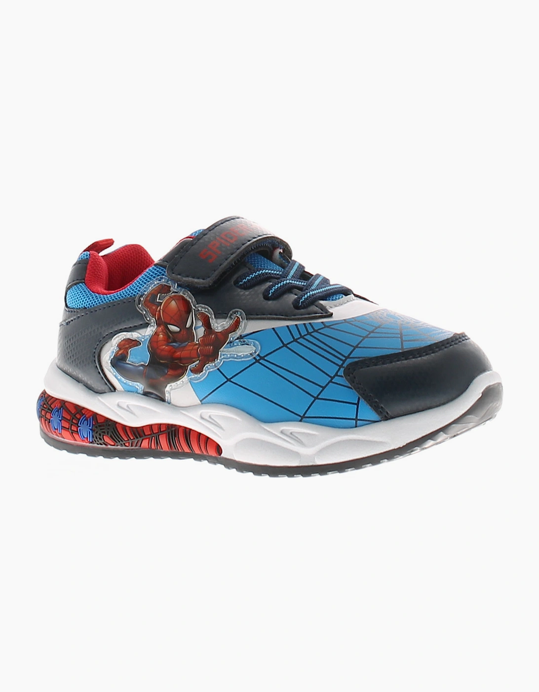 Boy's Spiderman Younger Boys Trainers Webs Touch Fastening blue UK Size - Size: 8