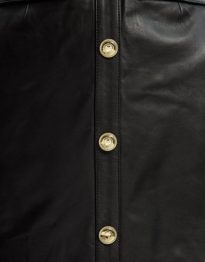 Leather Pocket Belted Mini Dress