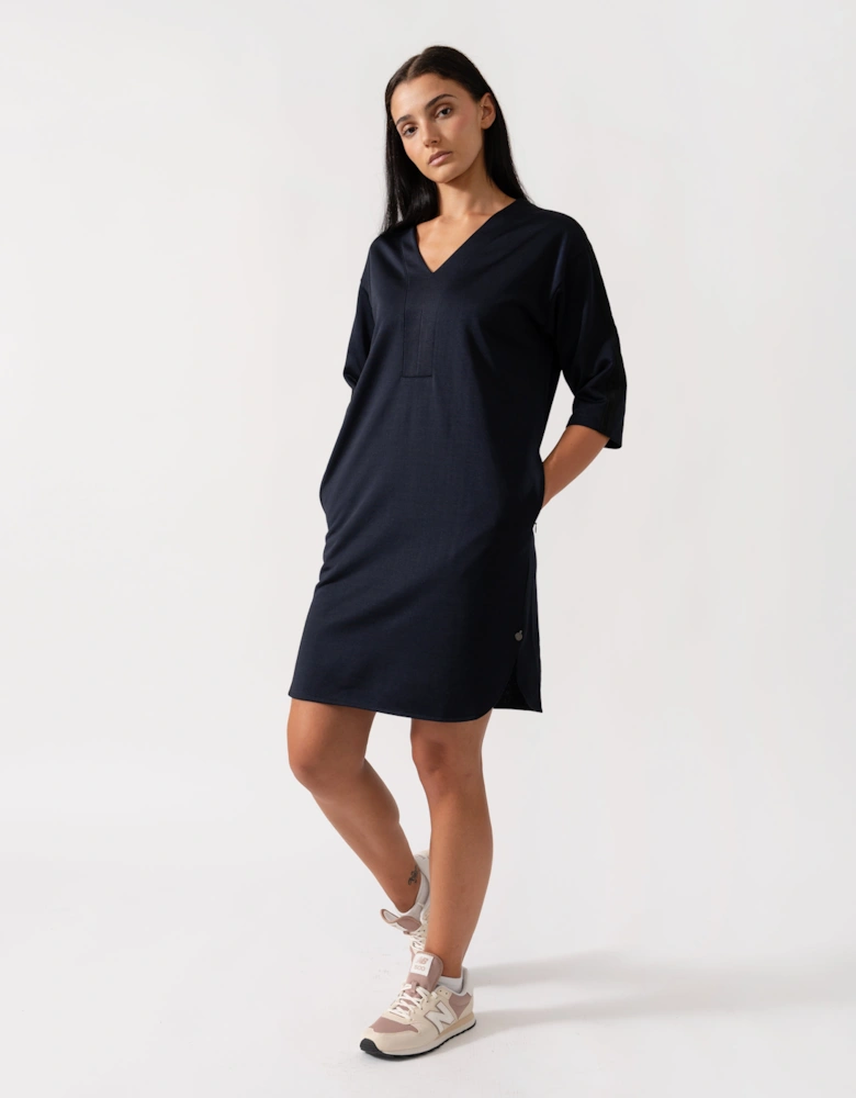 V-Neck Sweat Panel Sleeved Womens Dress