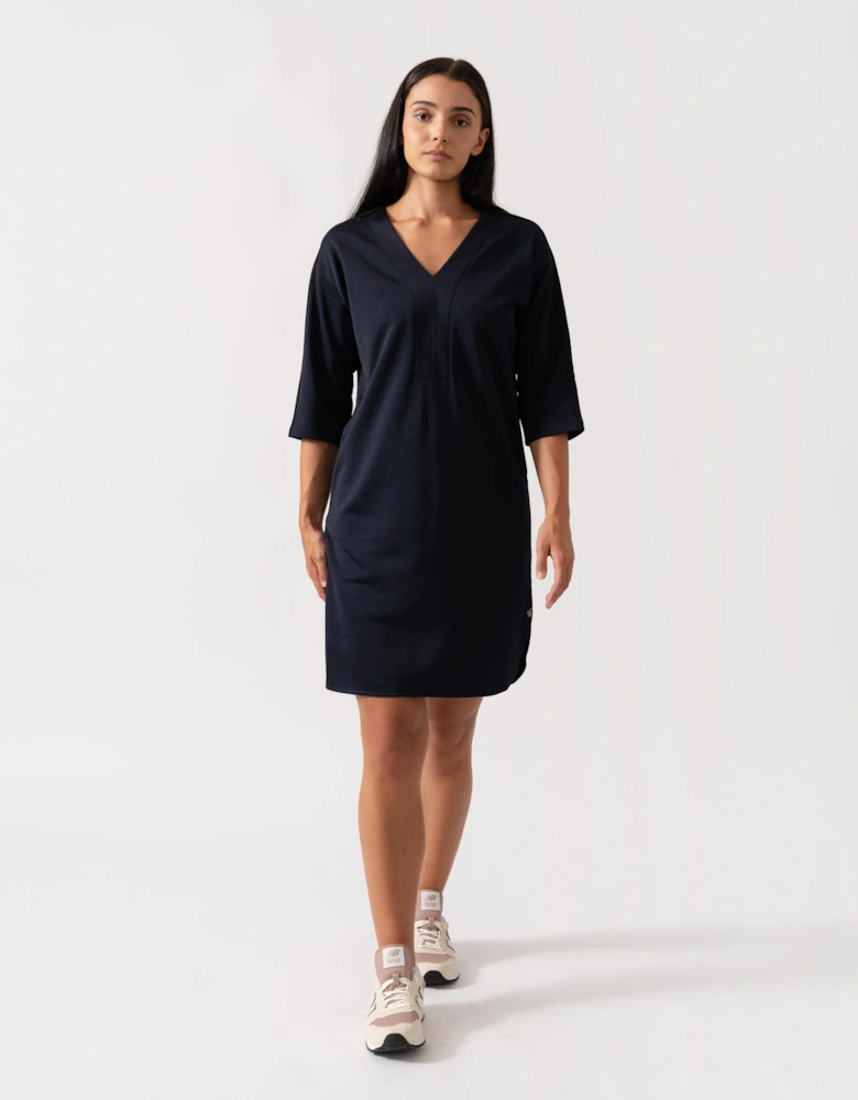 V-Neck Sweat Panel Sleeved Womens Dress