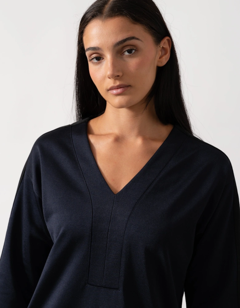 V-Neck Sweat Panel Sleeved Womens Dress
