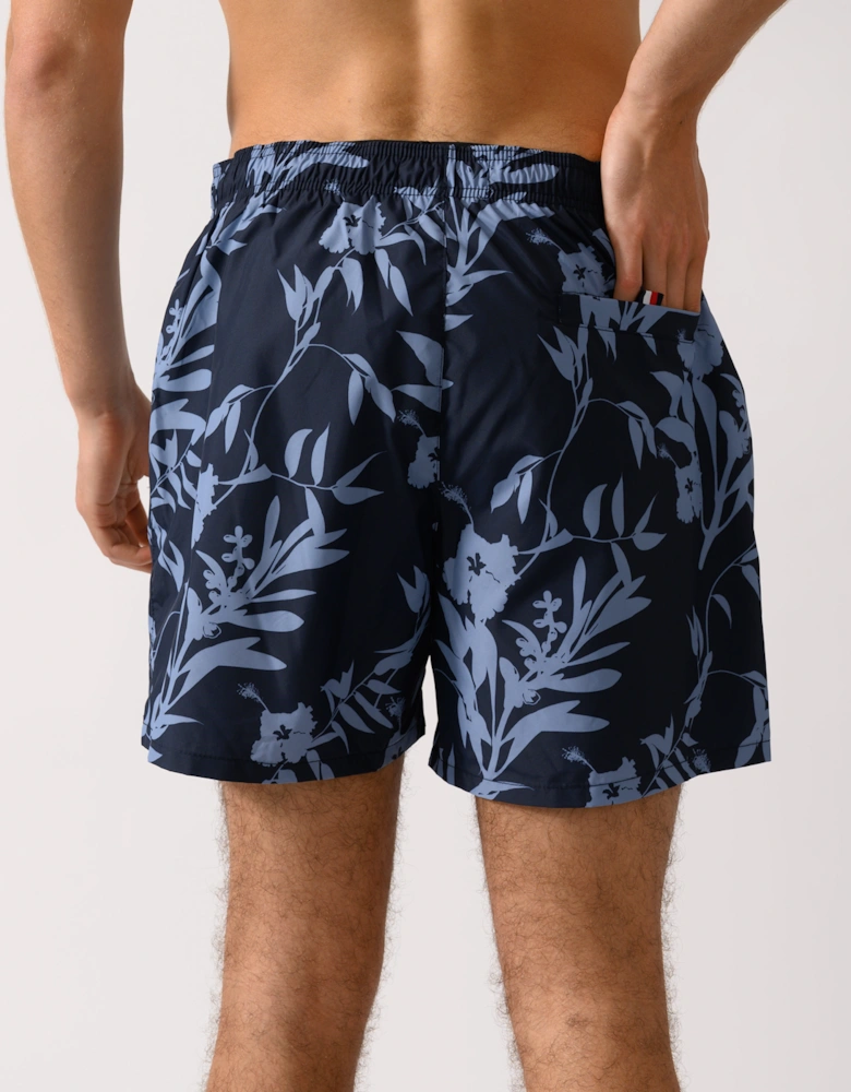Medium Drawstring Leaf Print Mens Swim Shorts