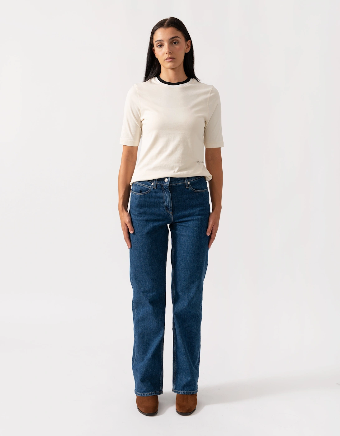 Viscose Rib Detail Womens Tee