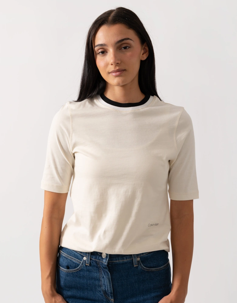 Viscose Rib Detail Womens Tee