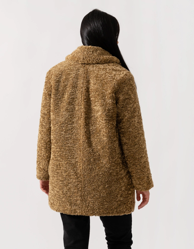 Natja Womens Faux Fur Teddy Bear Coat