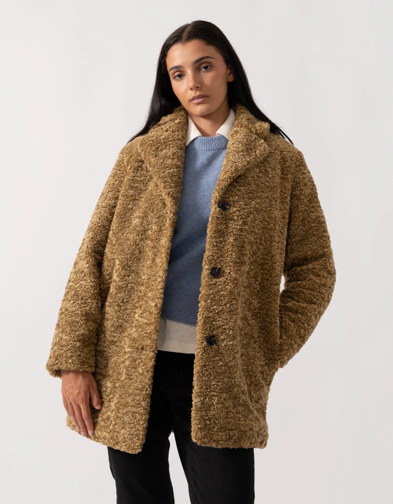 Natja Womens Faux Fur Teddy Bear Coat
